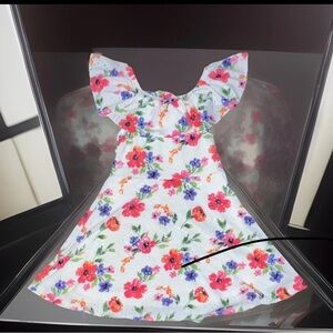 btween White Floral Casual Dress with Pink, Red & Purple Flowers
